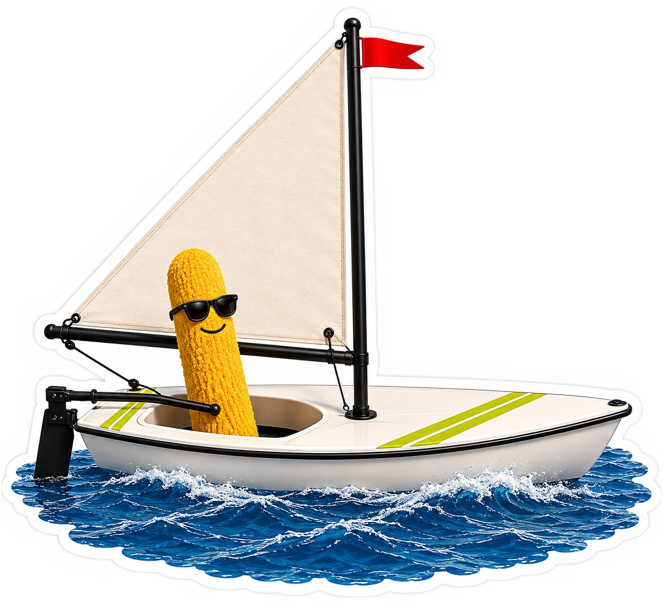Leonard sailing a Sunfish sailboat